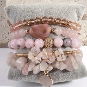 Natural Stone Beads Beaded Bracelet Set